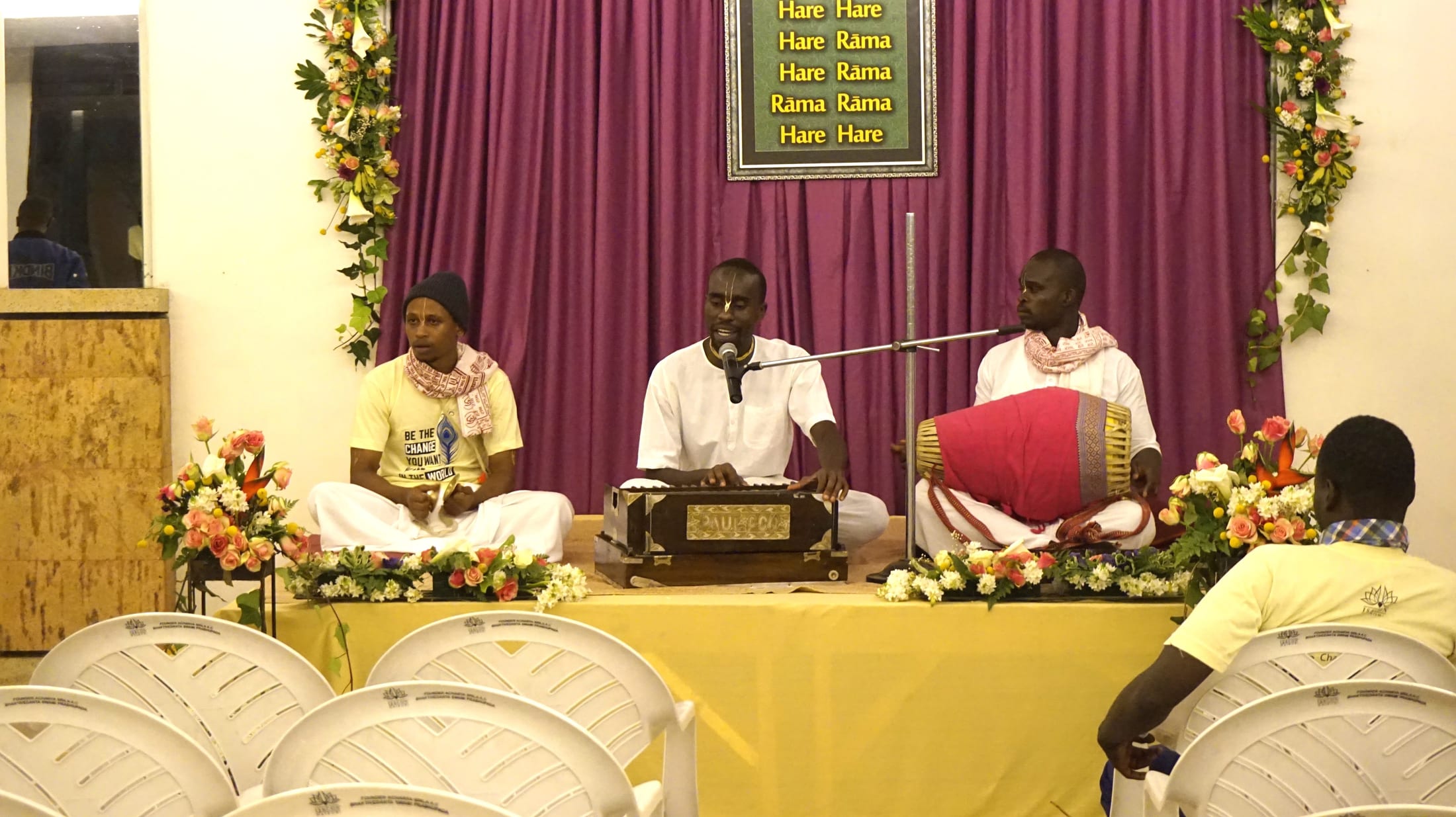 HKTC Nairobi students leading kirtan and class